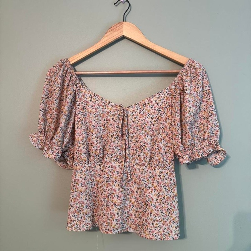 Sienna Sky multicoloured floral blouse with tie‎ front detail. Size S